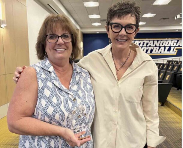 UTFI President’s Award winner Nancy Mullins, left, and Kim White.
